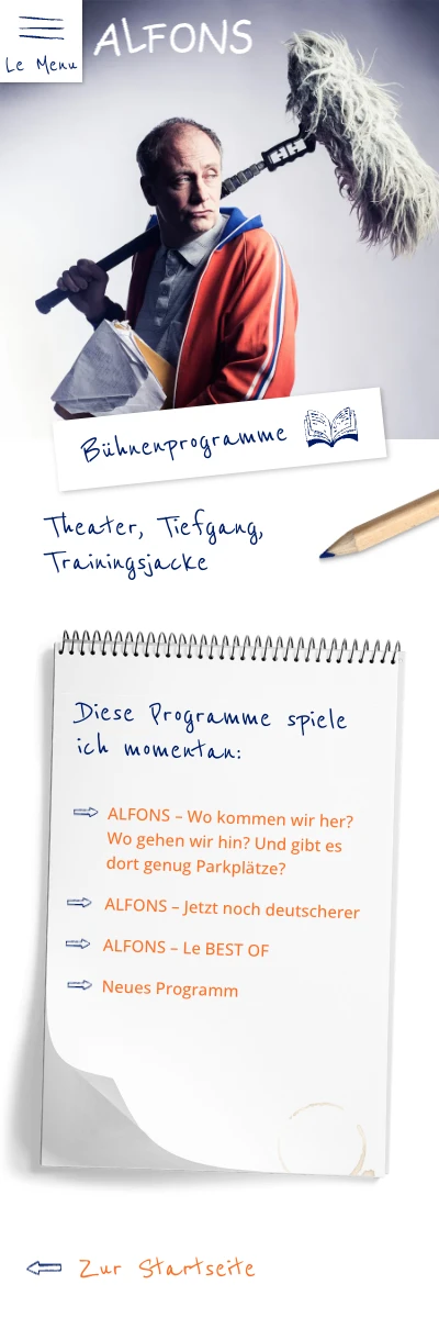 Screenshot der Website für Alfons auf dem Smartphone