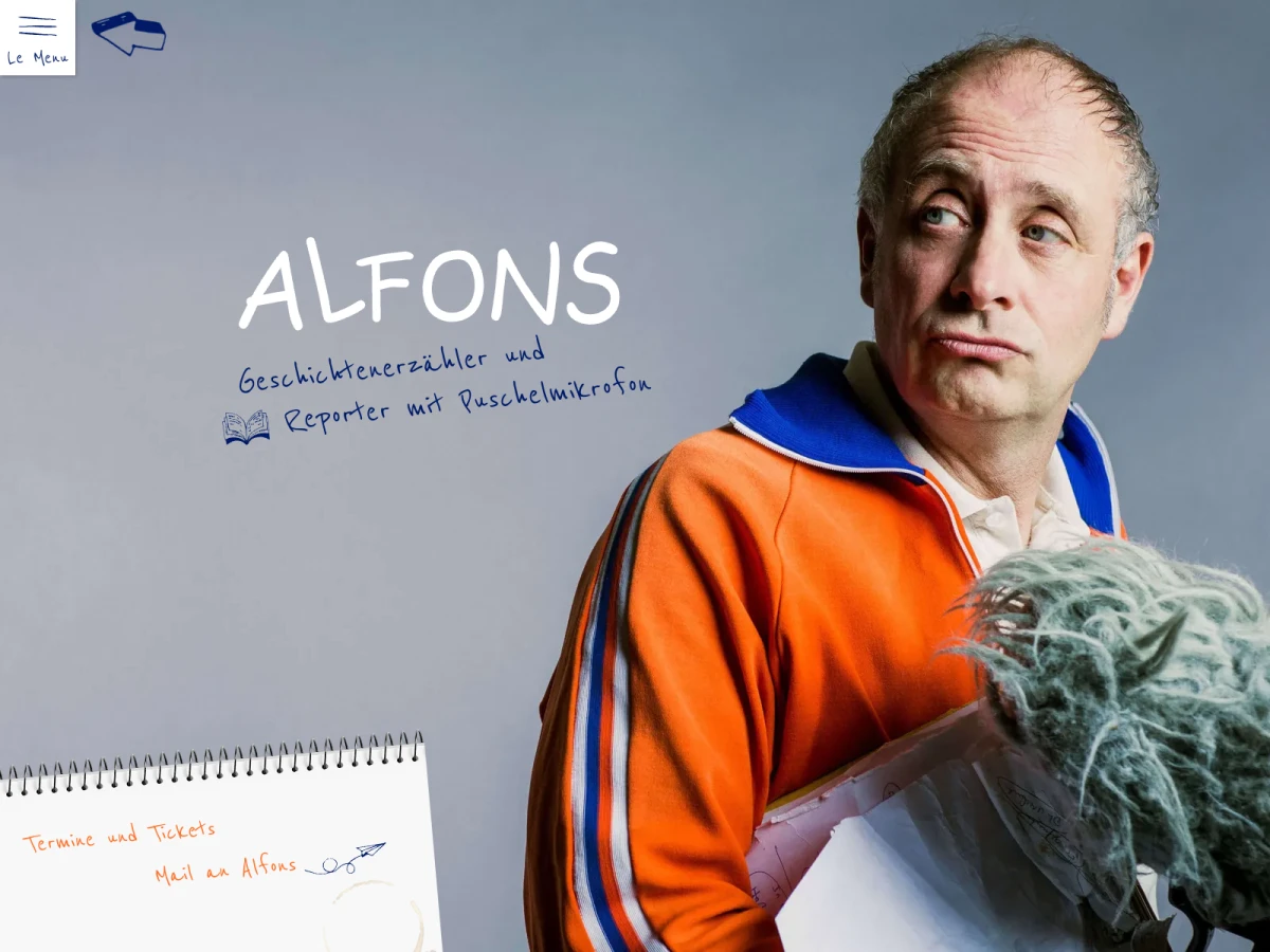 Screenshot der Website für Alfons