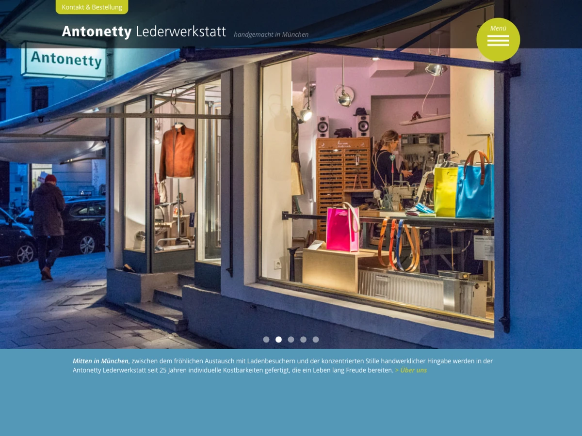 Screenshot der Website für Antonetty