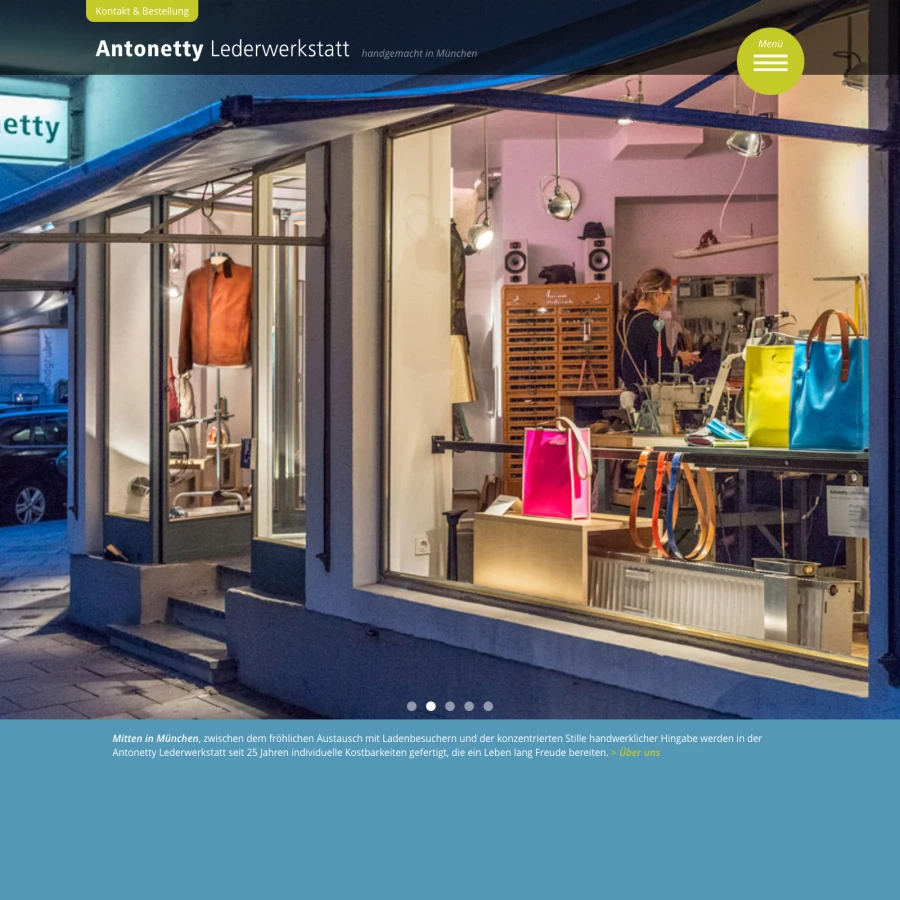 Screenshot der Website für Antonetty