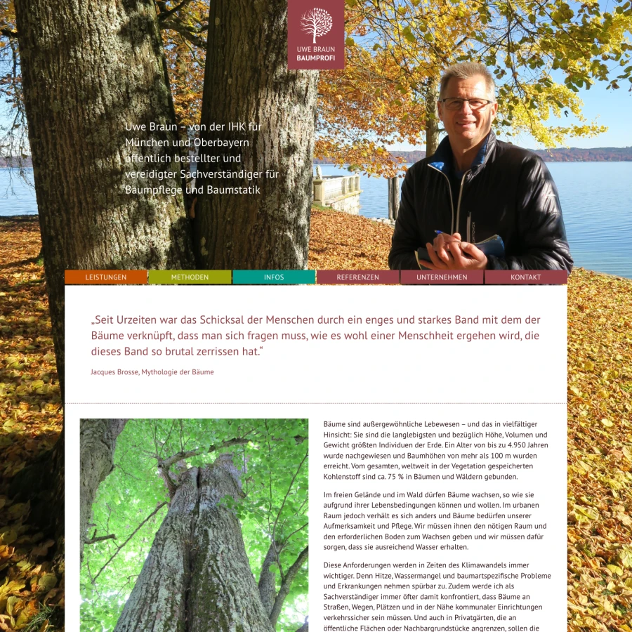 Screenshot der Website für Baumprofi