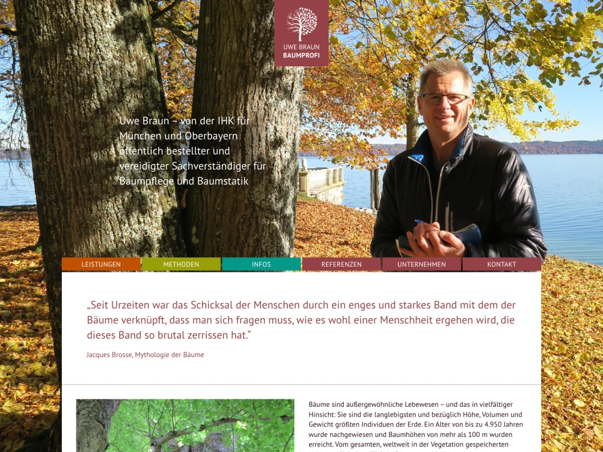 Screenshot der Website für Baumprofi