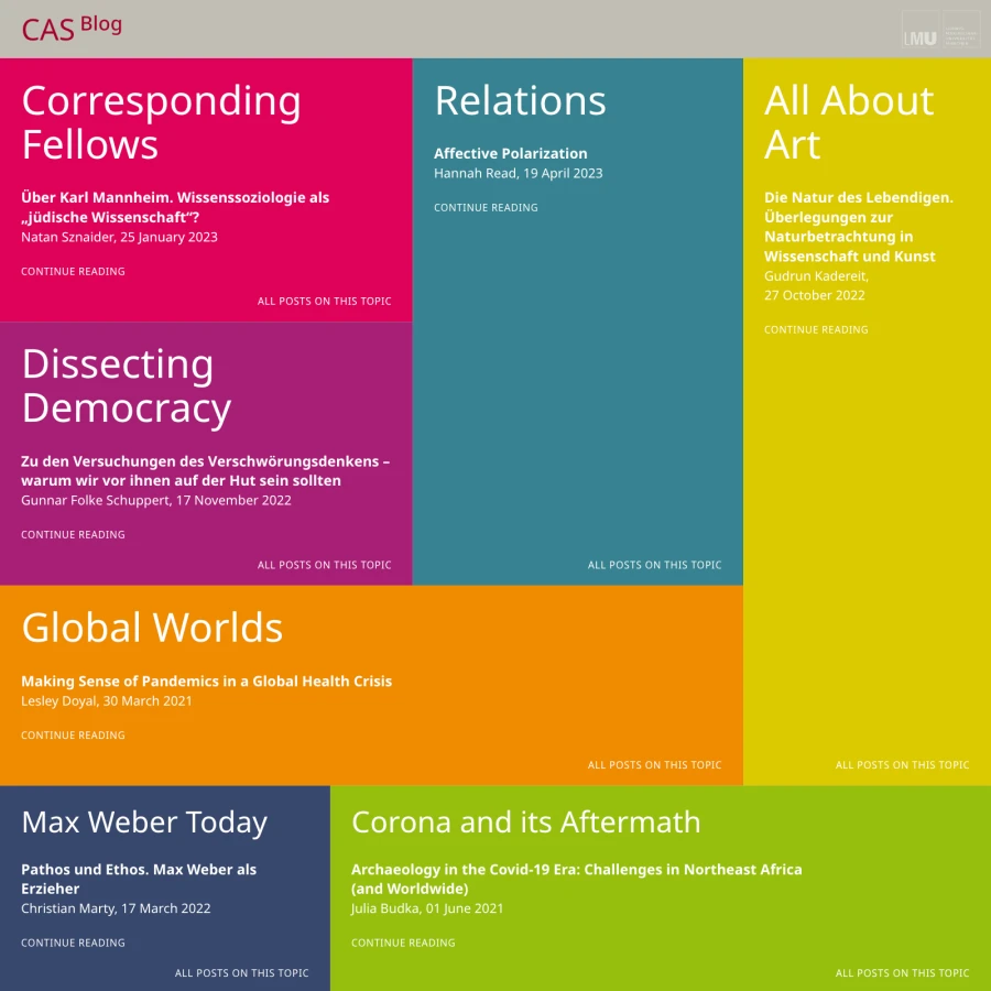 Screenshot der Website für Center for Advanced Studies (LMU)