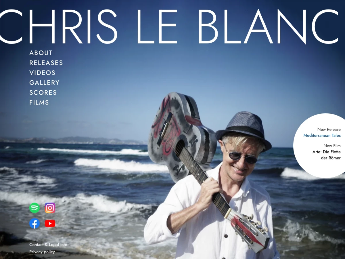 Screenshot der Website für Chris Le Blanc