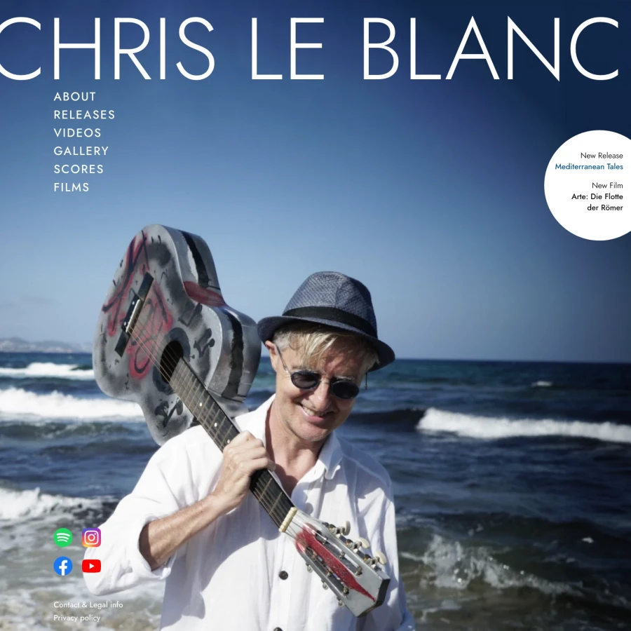 Screenshot der Website für Chris Le Blanc