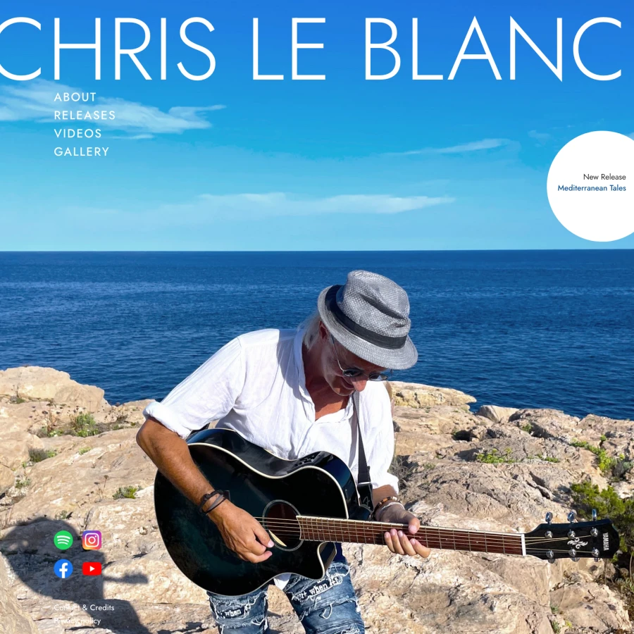 Screenshot der Website für Chris Le Blanc