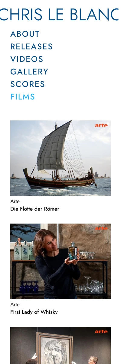 Screenshot der Website für Chris Le Blanc auf dem Smartphone
