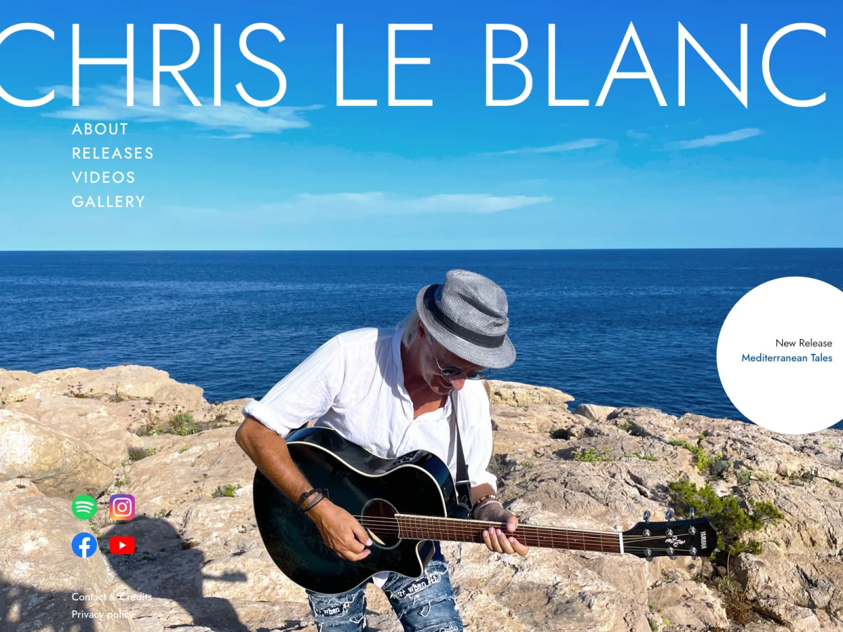 Screenshot der Website für Chris Le Blanc