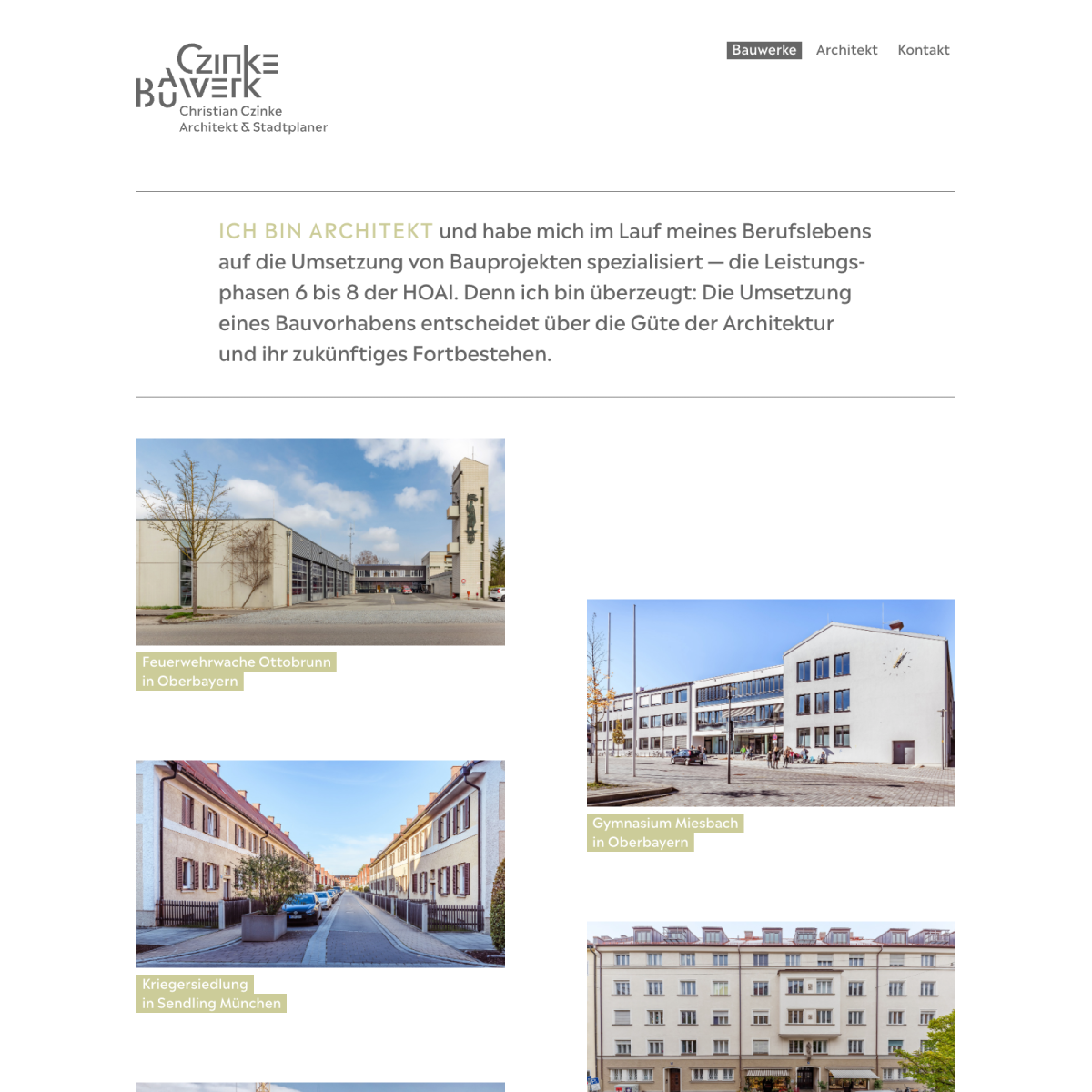Screenshot der Website für Christian Czinke