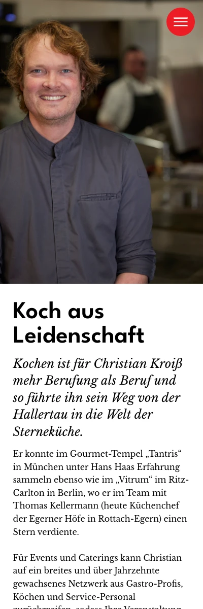 Screenshot der Website für Christian Kroiß auf dem Smartphone
