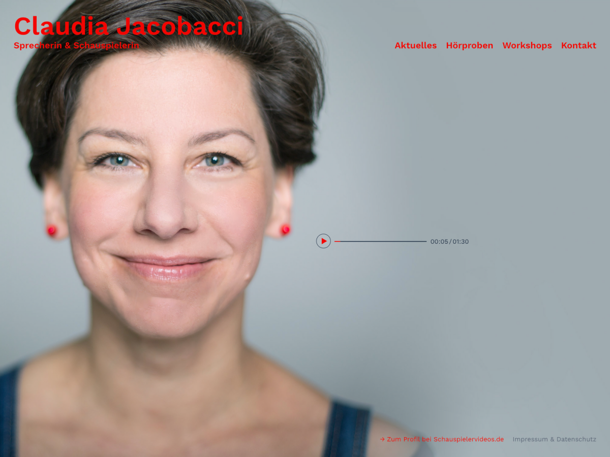 Screenshot der Website für Claudia Jacobacci