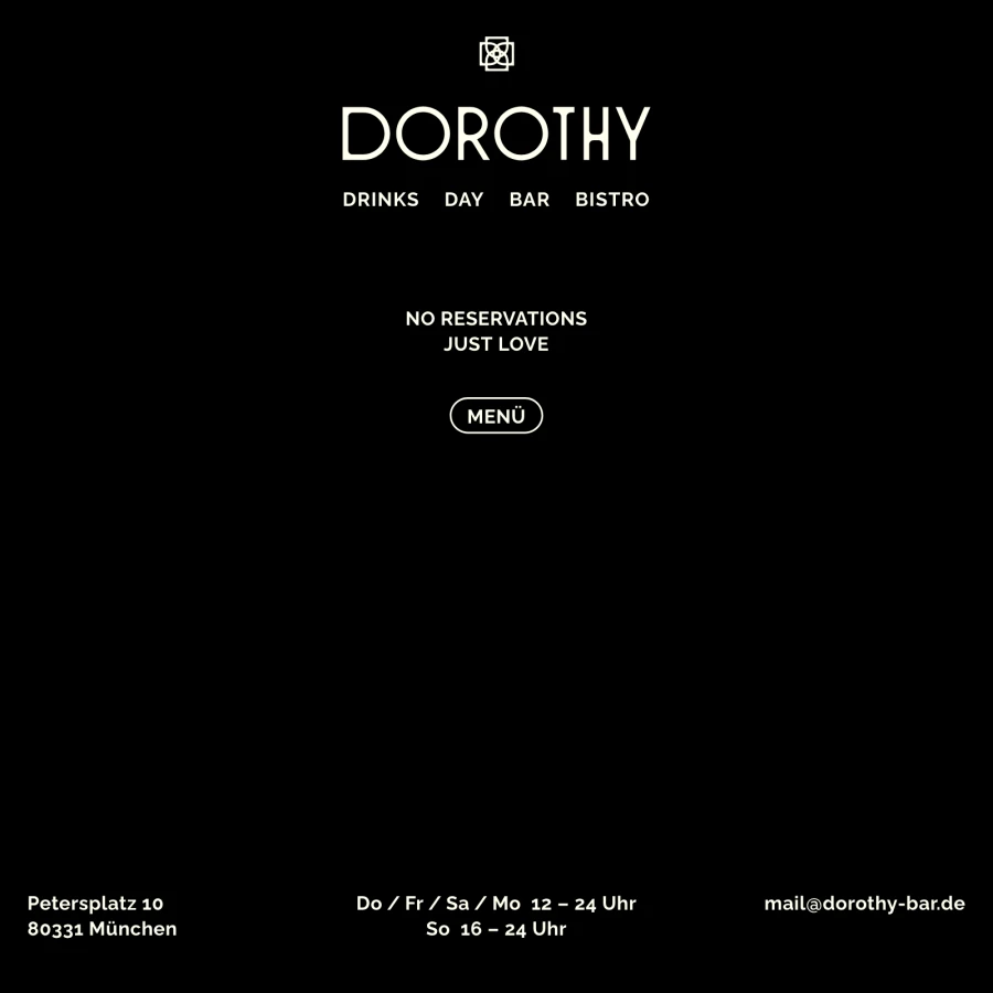 Screenshot der Website für Dorothy Bar
