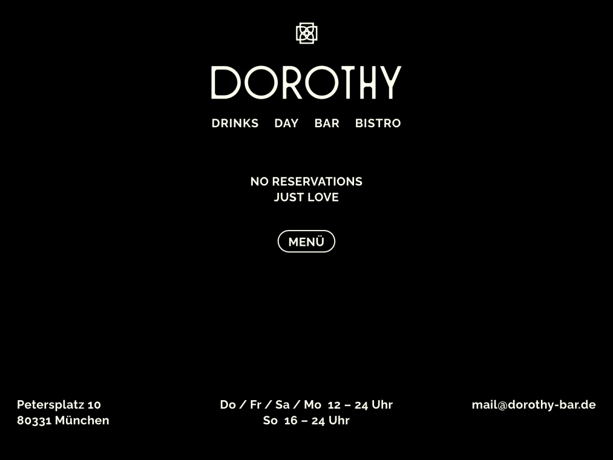 Screenshot der Website für Dorothy Bar