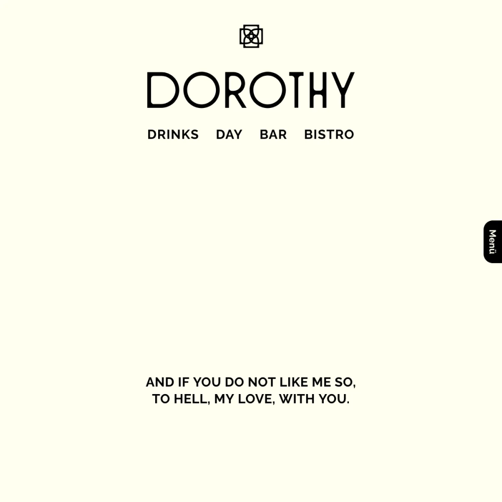 Screenshot der Website für Dorothy Bar auf dem Tablet