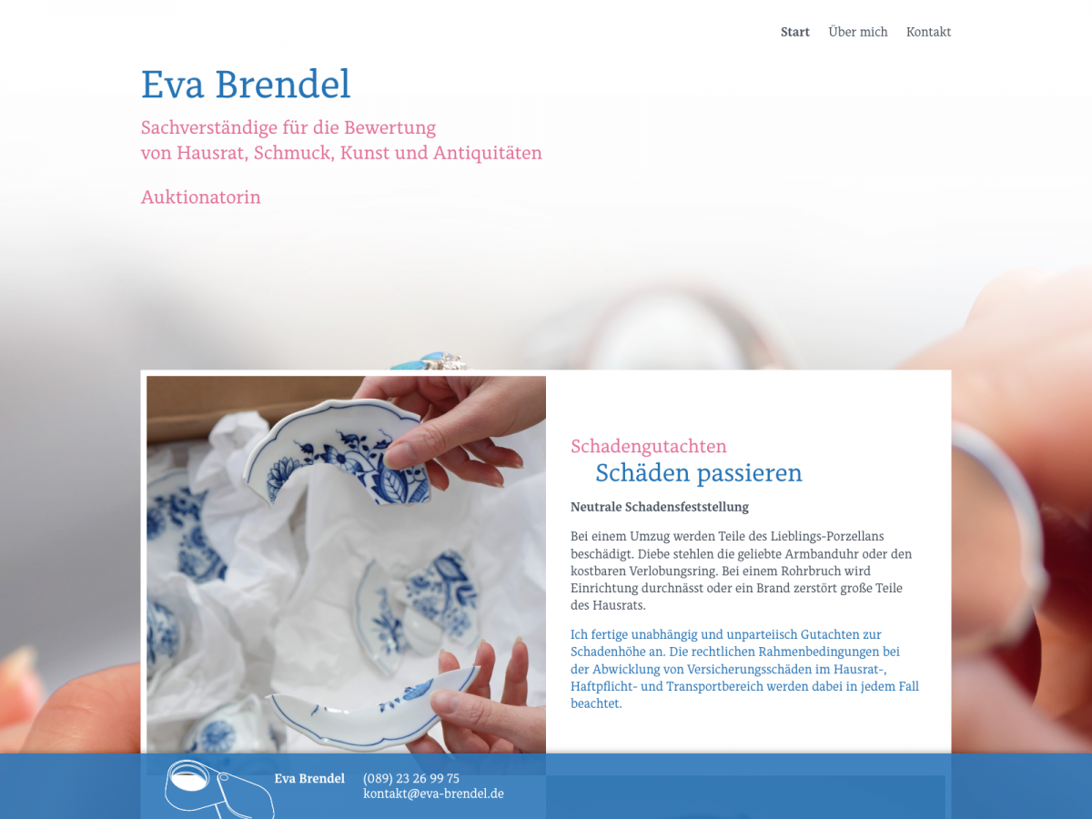Screenshot der Website für Eva Brendel