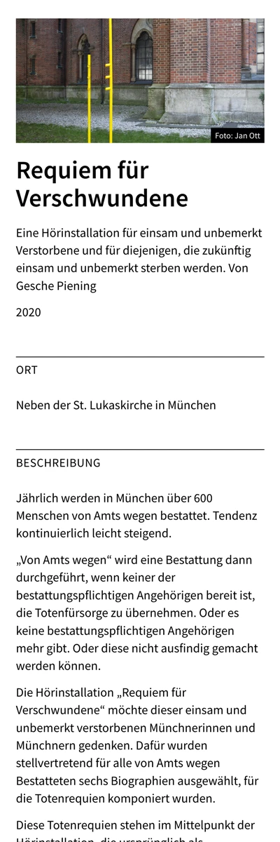 Screenshot der Website für Gesche Piening auf dem Smartphone