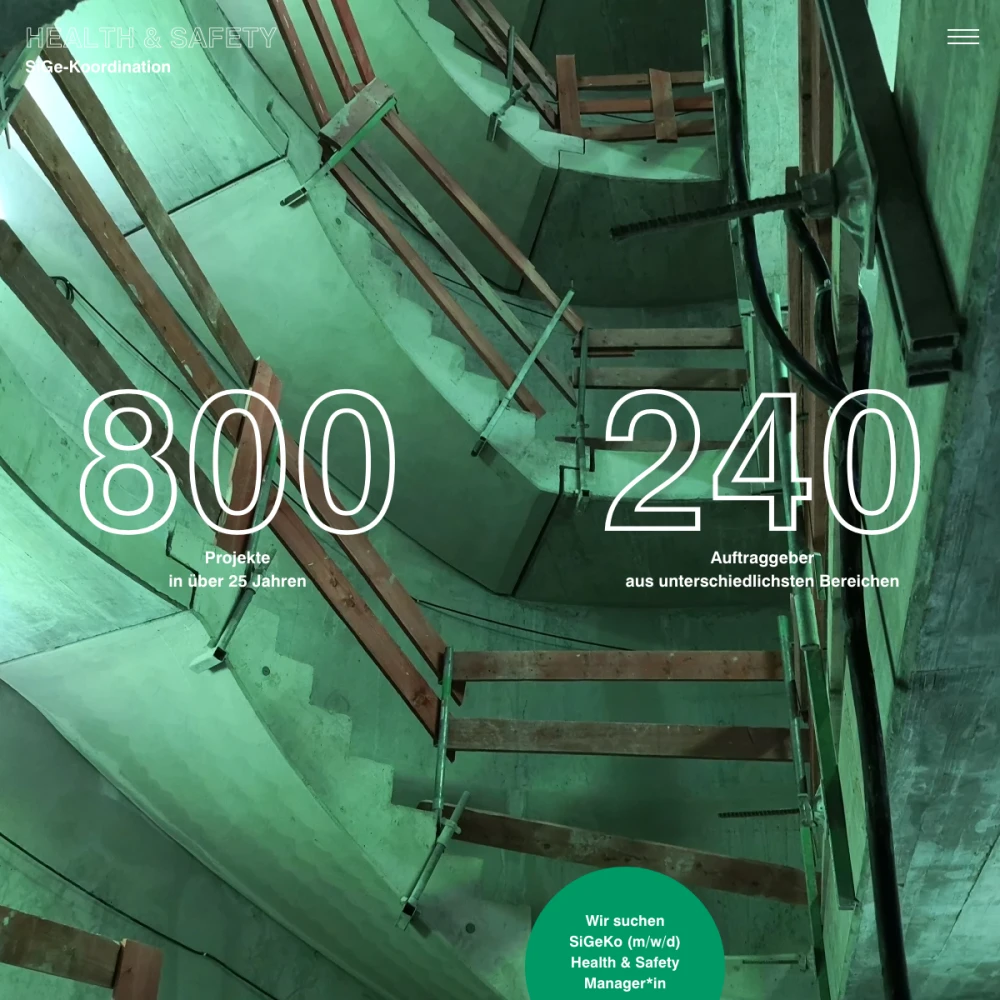 Screenshot der Website für Health & Safety auf dem Tablet