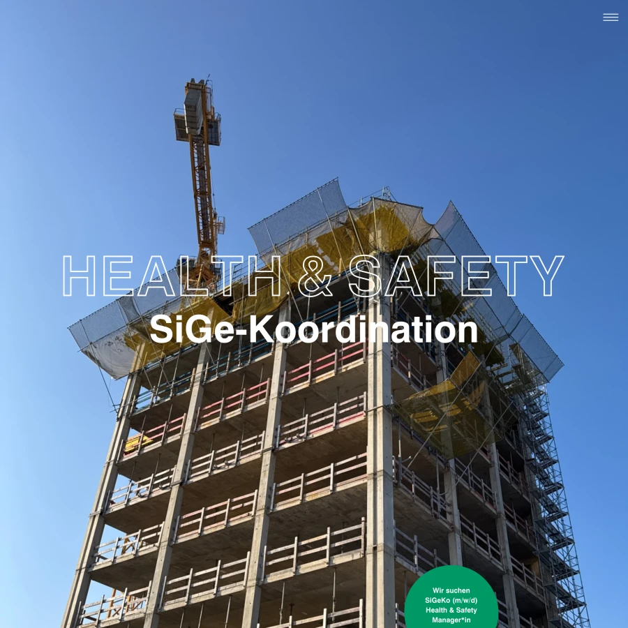 Screenshot der Website für Health & Safety