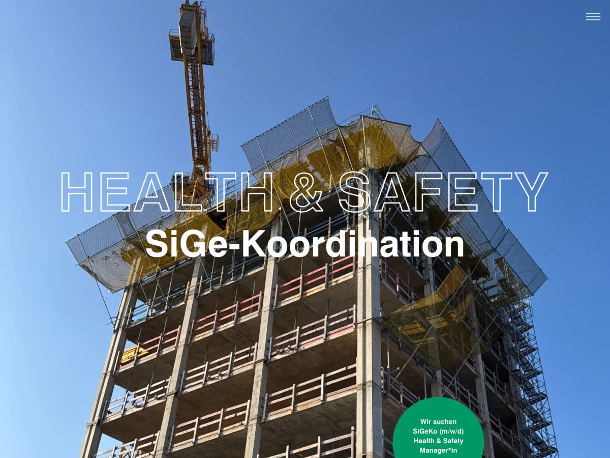 Screenshot der Website für Health & Safety