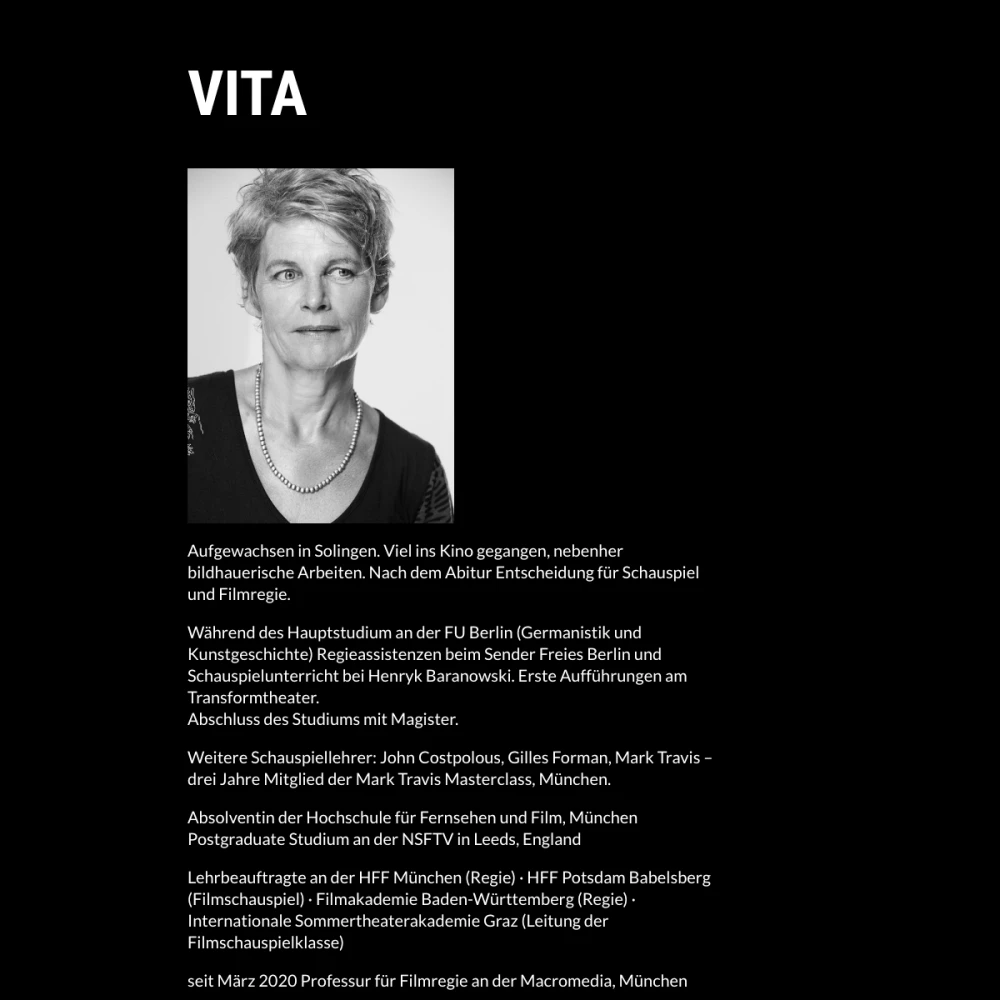 Screenshot der Website für Imogen Kimmel auf dem Tablet