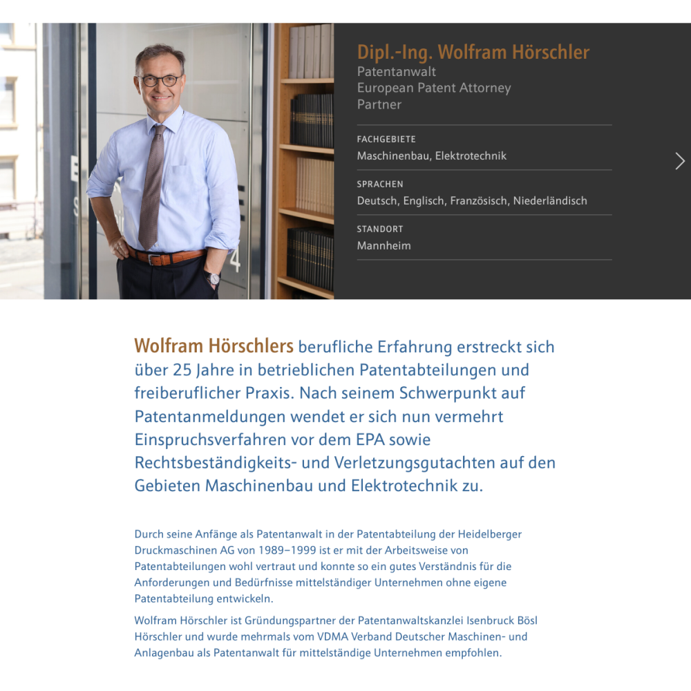 Screenshot der Website für Isenbruck Bösl Hörschler auf dem Tablet