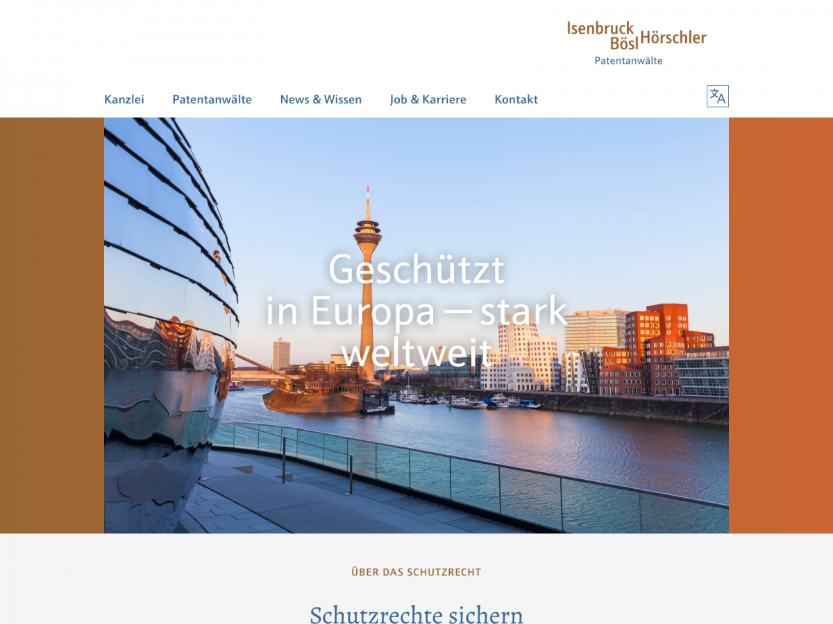Screenshot der Website für Isenbruck Bösl Hörschler