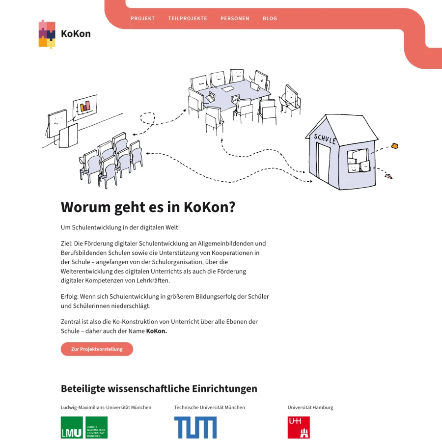 Screenshot der Website für KoKon