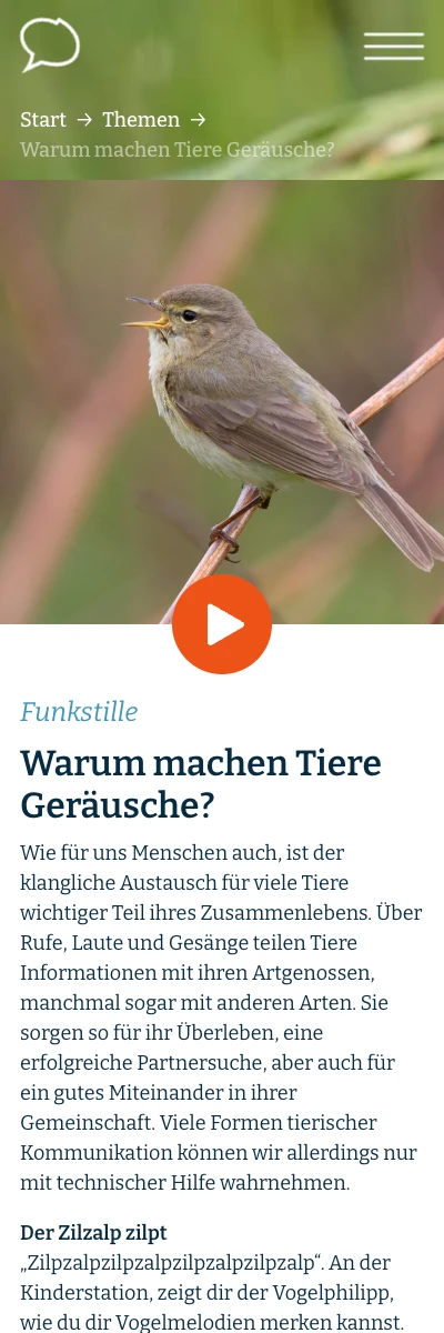 Screenshot der Website für Land.schafft.Klang auf dem Smartphone