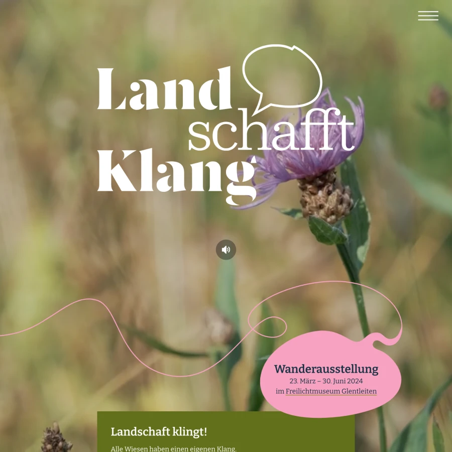 Screenshot der Website für Land.schafft.Klang