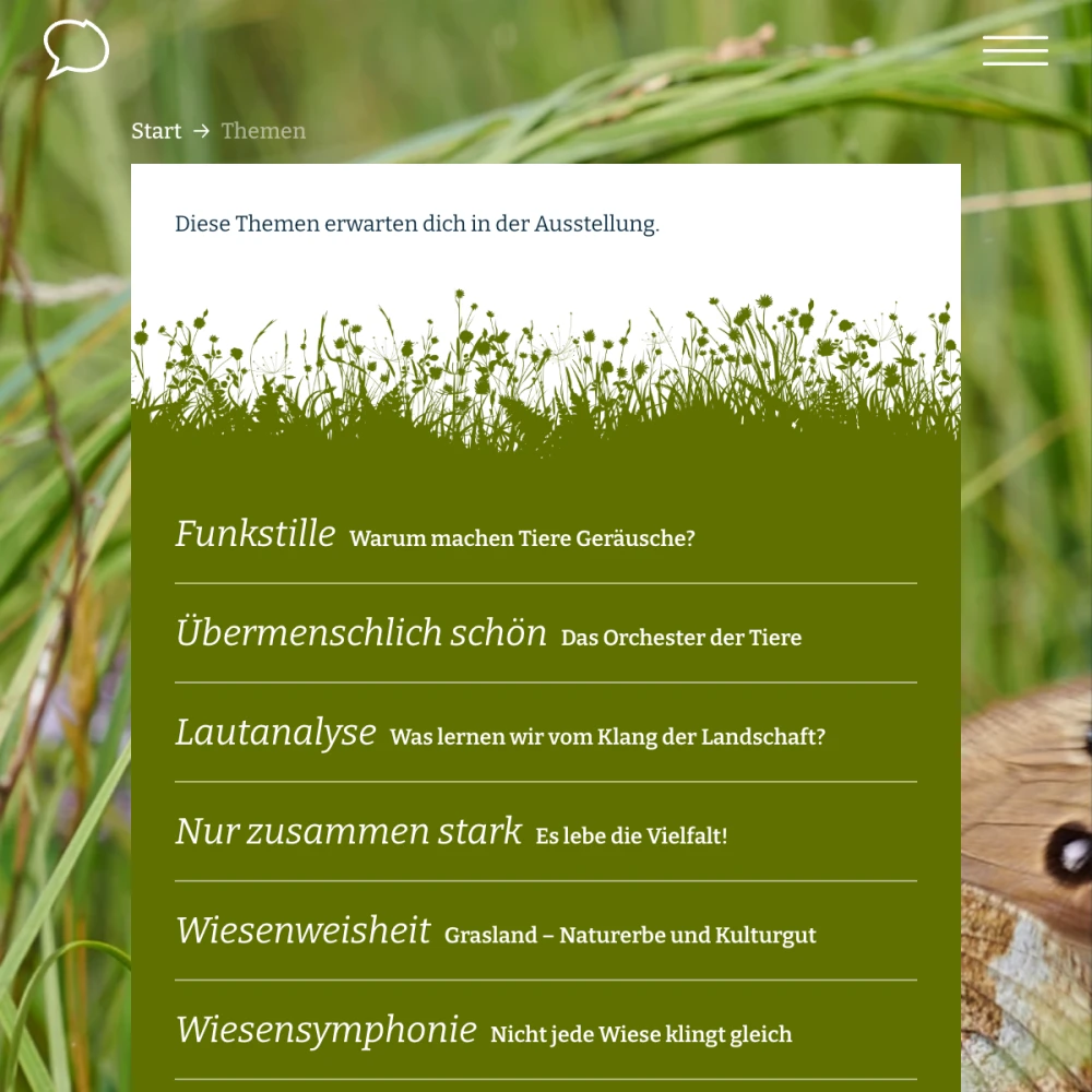 Screenshot der Website für Land.schafft.Klang auf dem Tablet