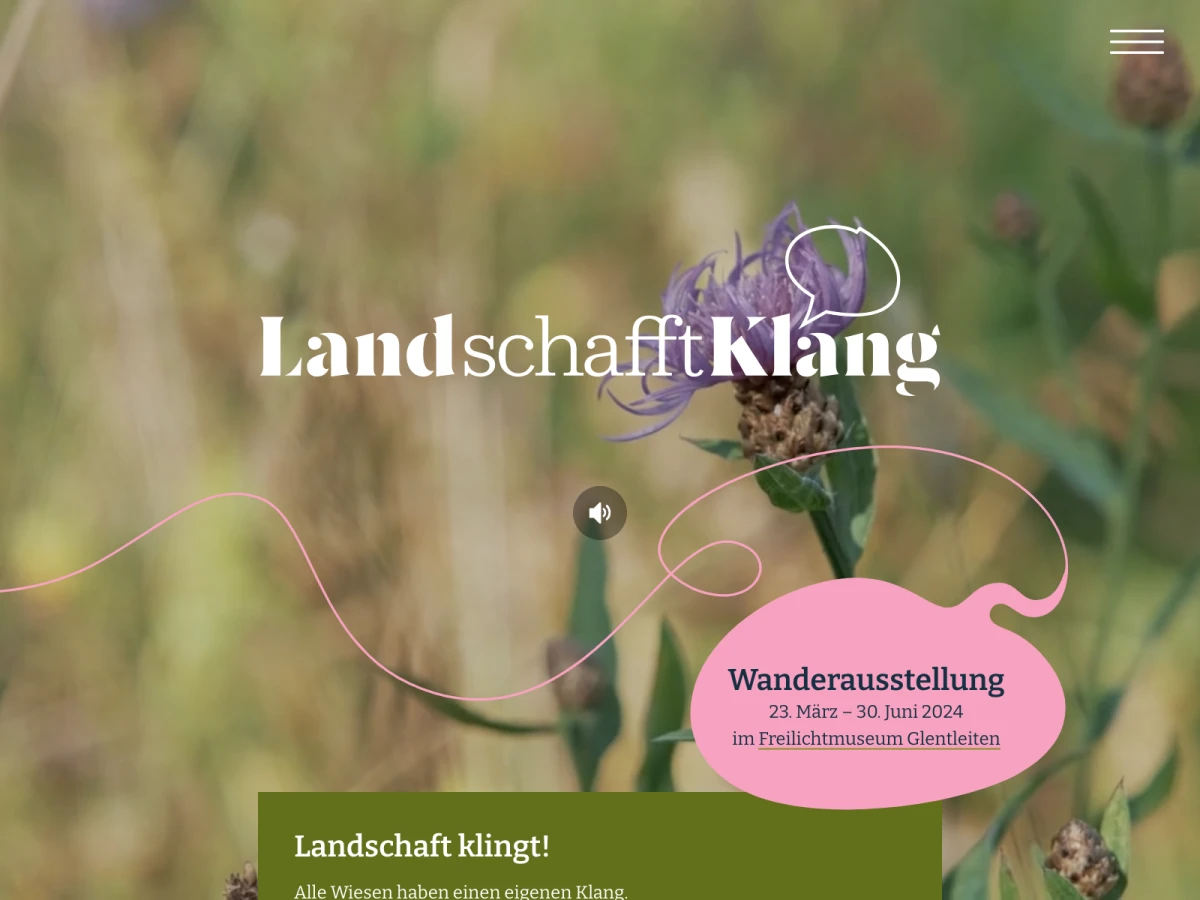 Screenshot der Website für Land.schafft.Klang