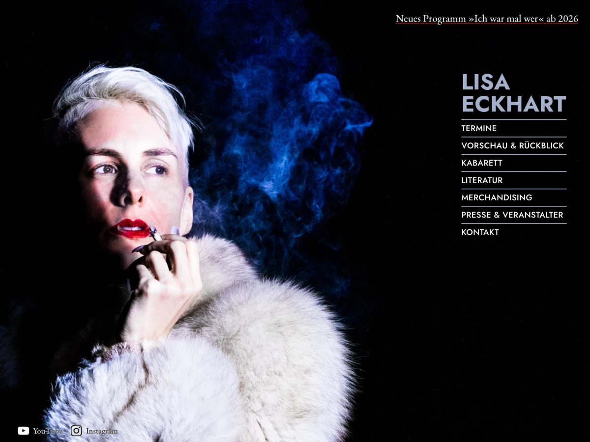 Screenshot der Website für Lisa Eckhart