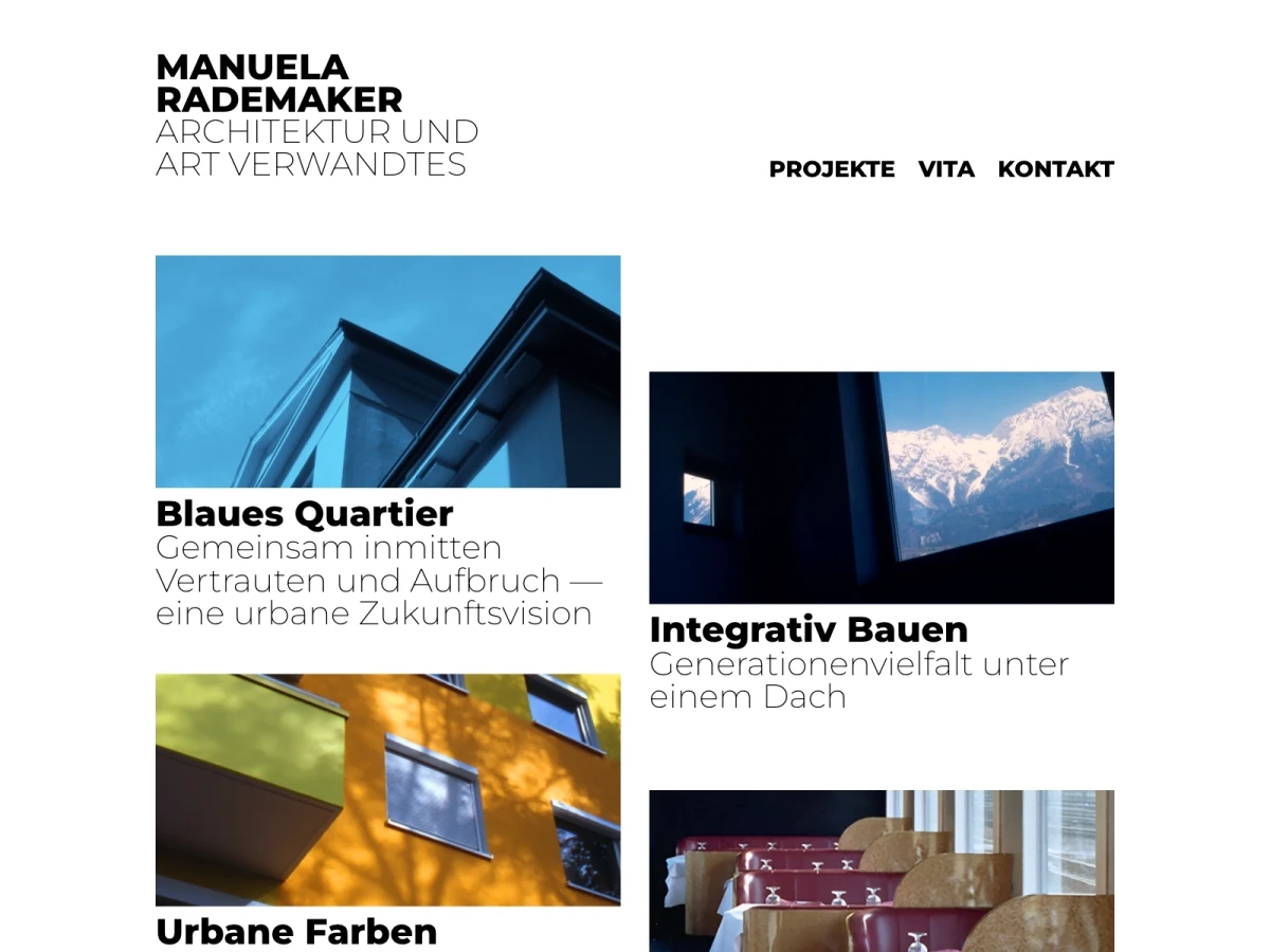 Screenshot der Website für Manuela Rademaker