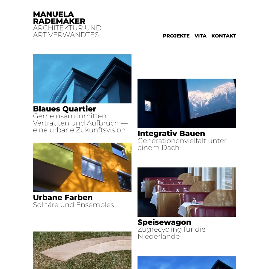 Screenshot der Website für Manuela Rademaker