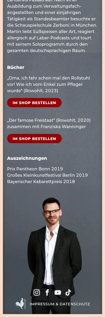 Screenshot der Website für Martin Frank auf dem Smartphone