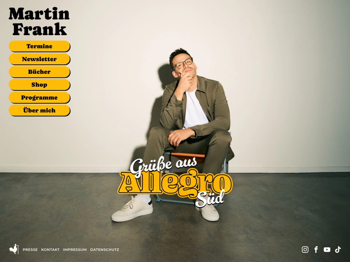 Screenshot der Website für Martin Frank