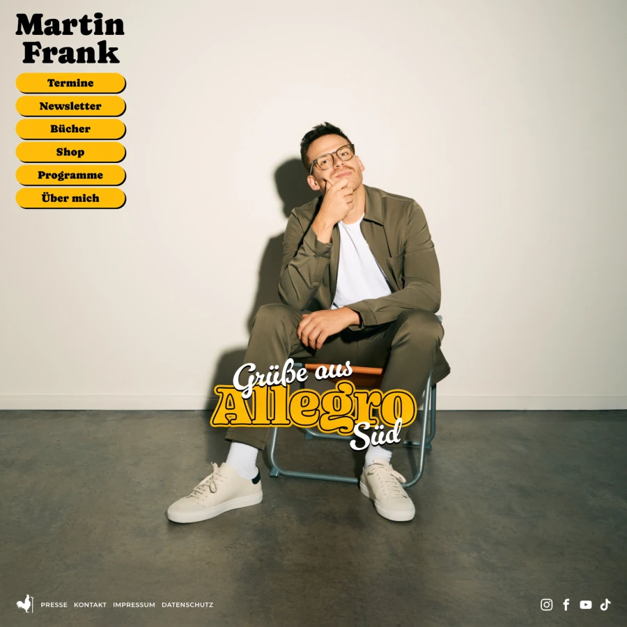 Screenshot der Website für Martin Frank