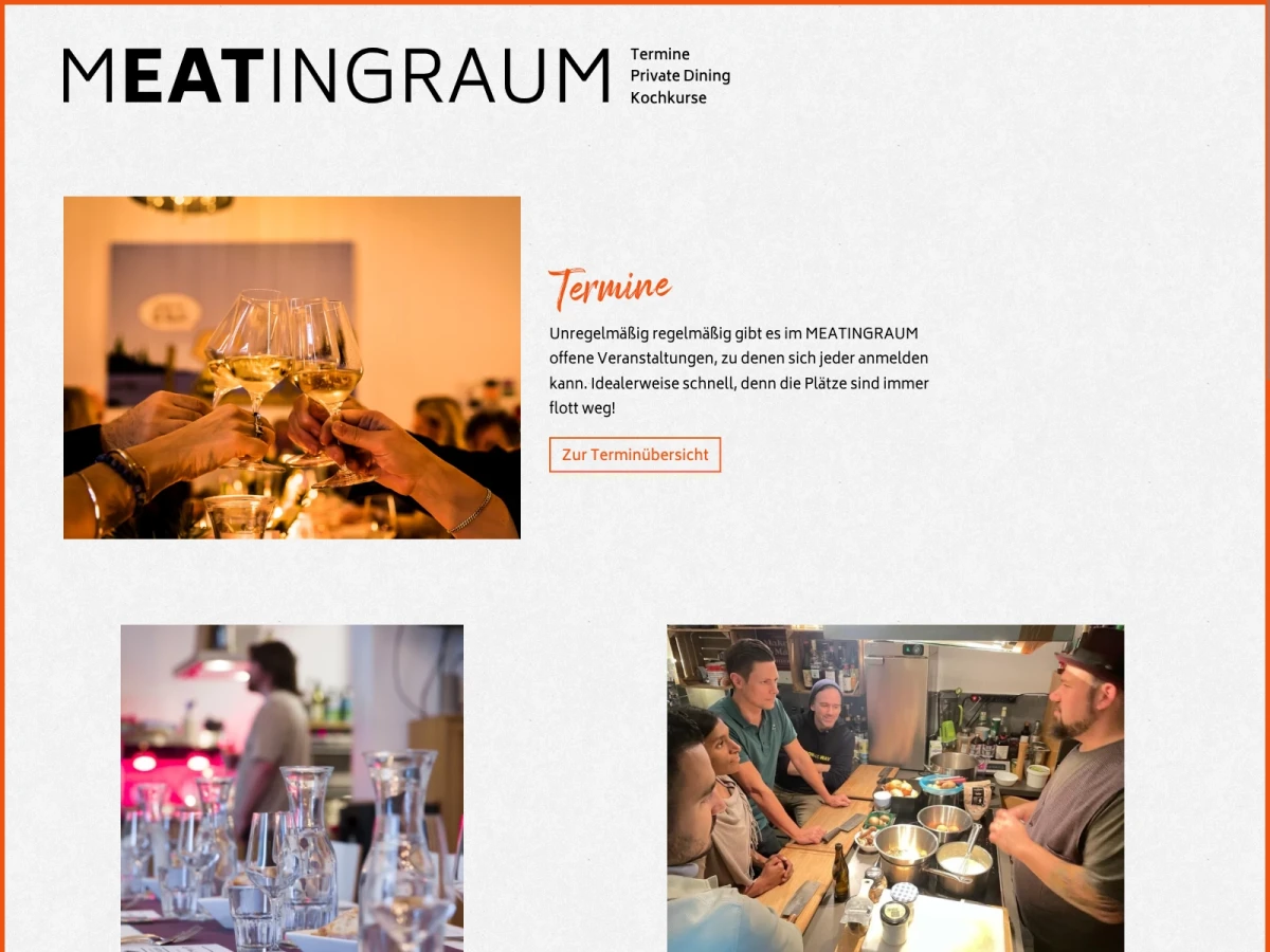 Screenshot der Website für Meatingraum