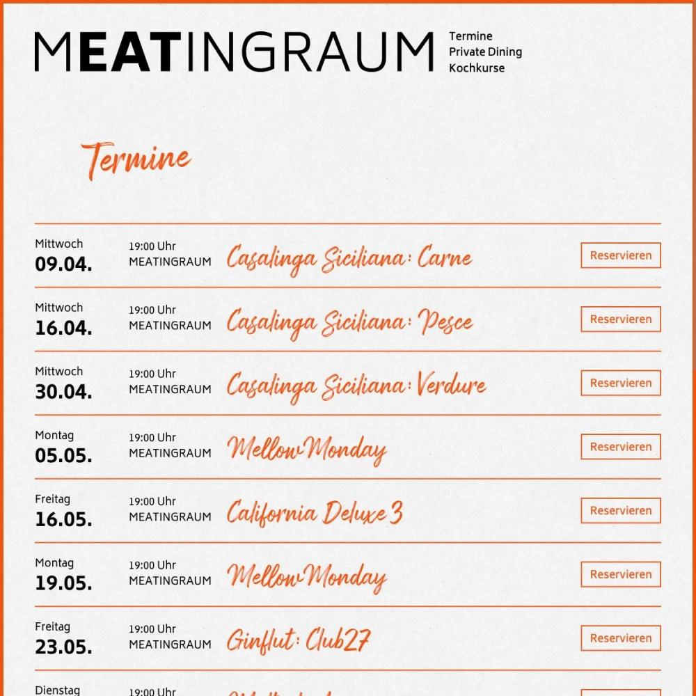 Screenshot der Website für Meatingraum auf dem Tablet