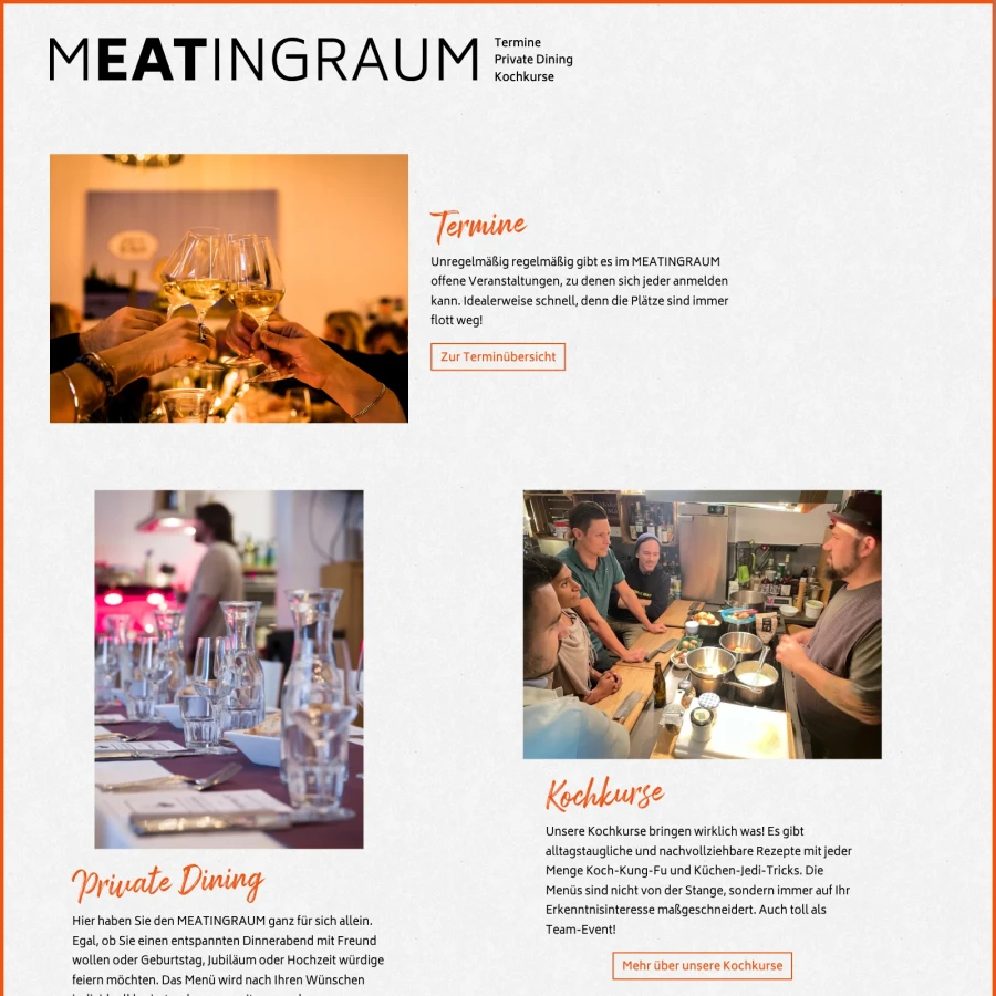 Screenshot der Website für Meatingraum