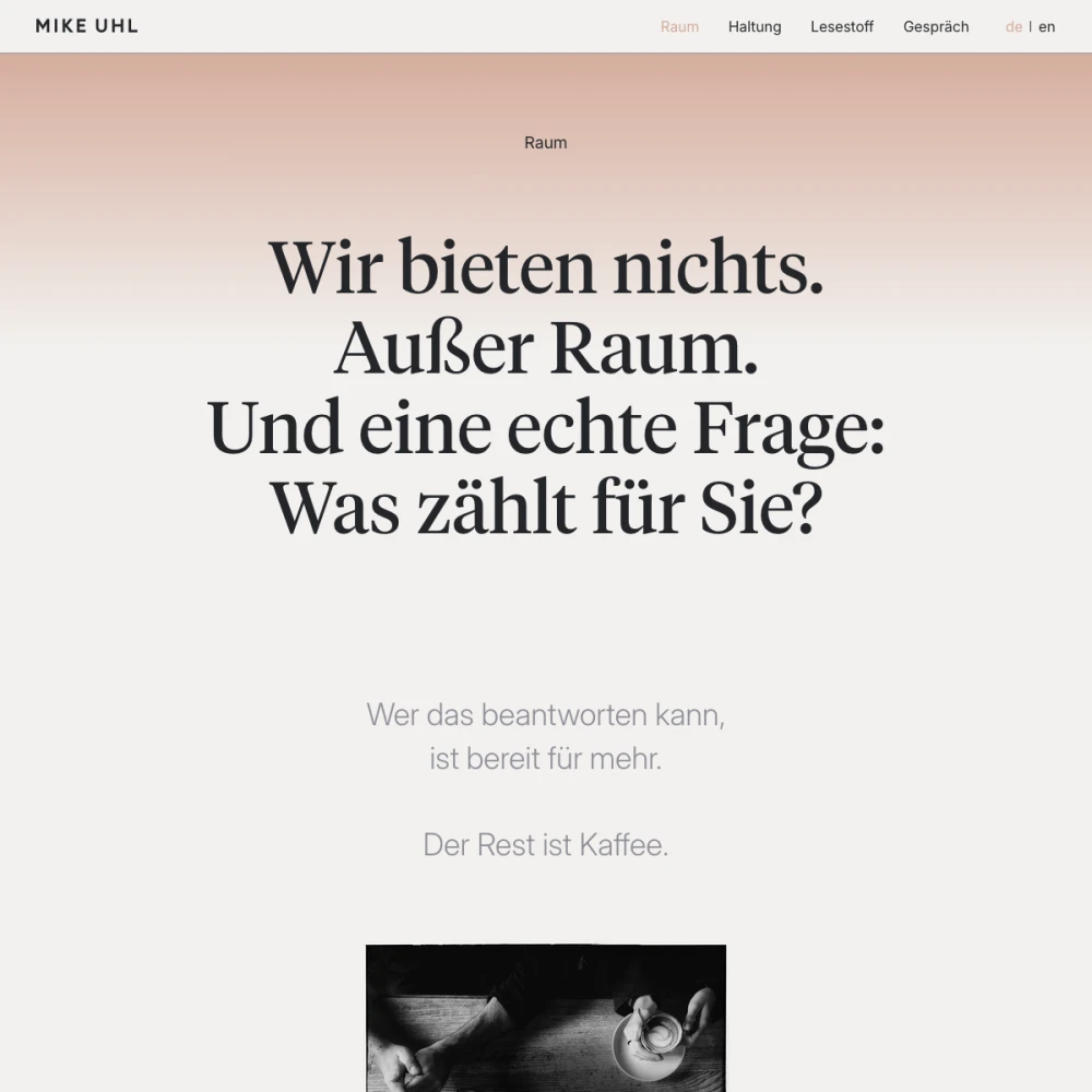 Screenshot der Website für Mike Uhl auf dem Tablet