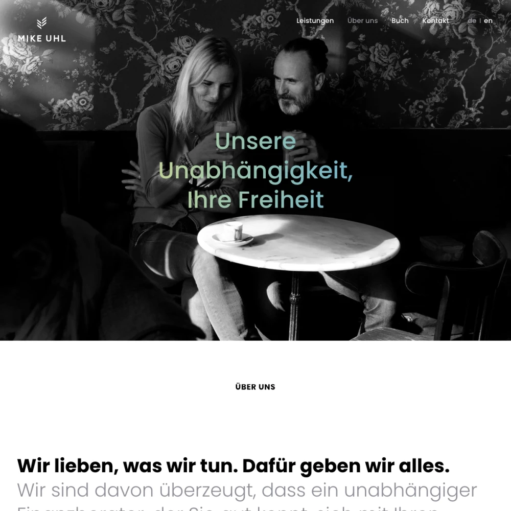 Screenshot der Website für Mike Uhl auf dem Tablet