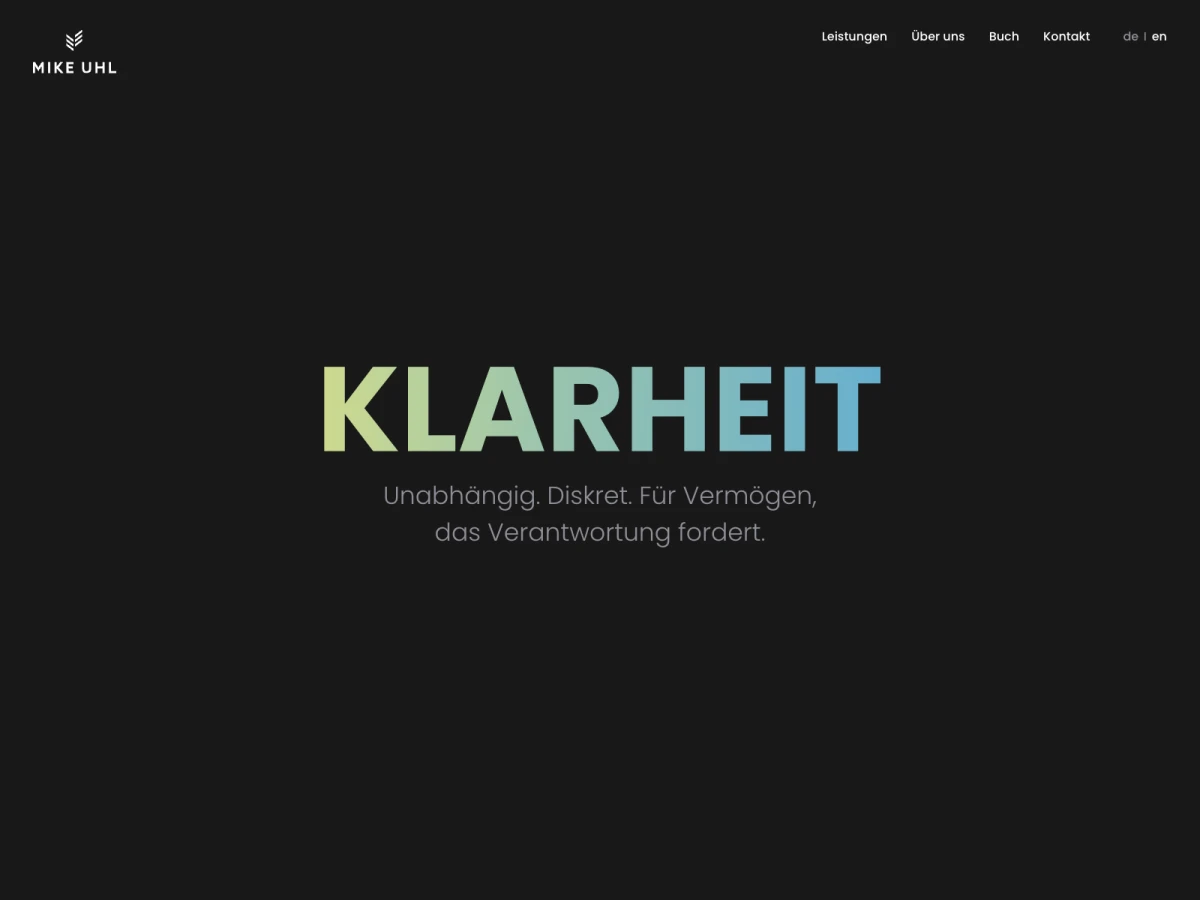 Screenshot der Website für Mike Uhl