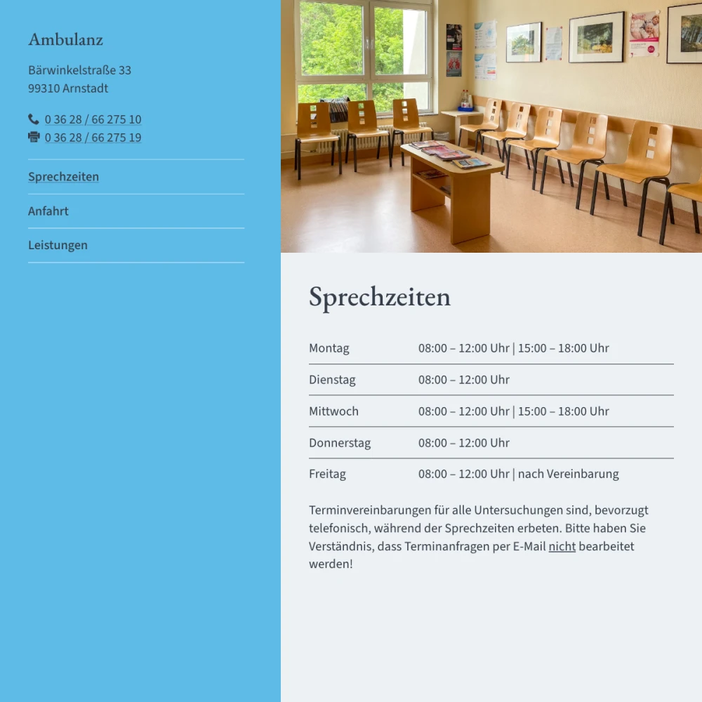 Screenshot der Website für Nierenzentrum Ilm-Kreis auf dem Tablet
