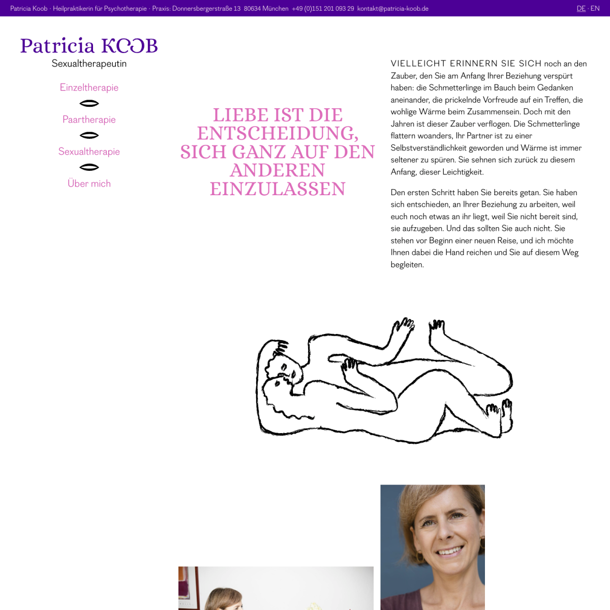 Screenshot der Website für Patricia Koob