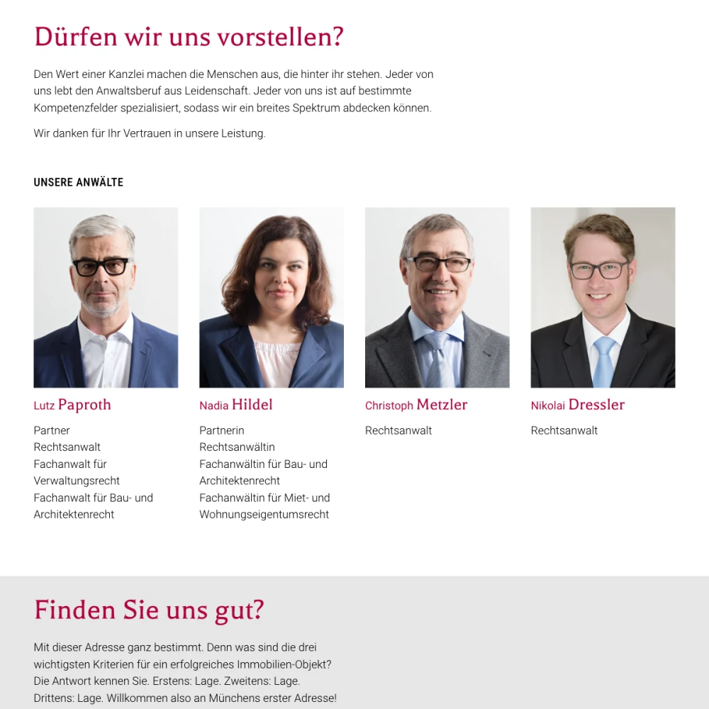 Screenshot der Website für PHP Paproth Hildel & Partner auf dem Tablet