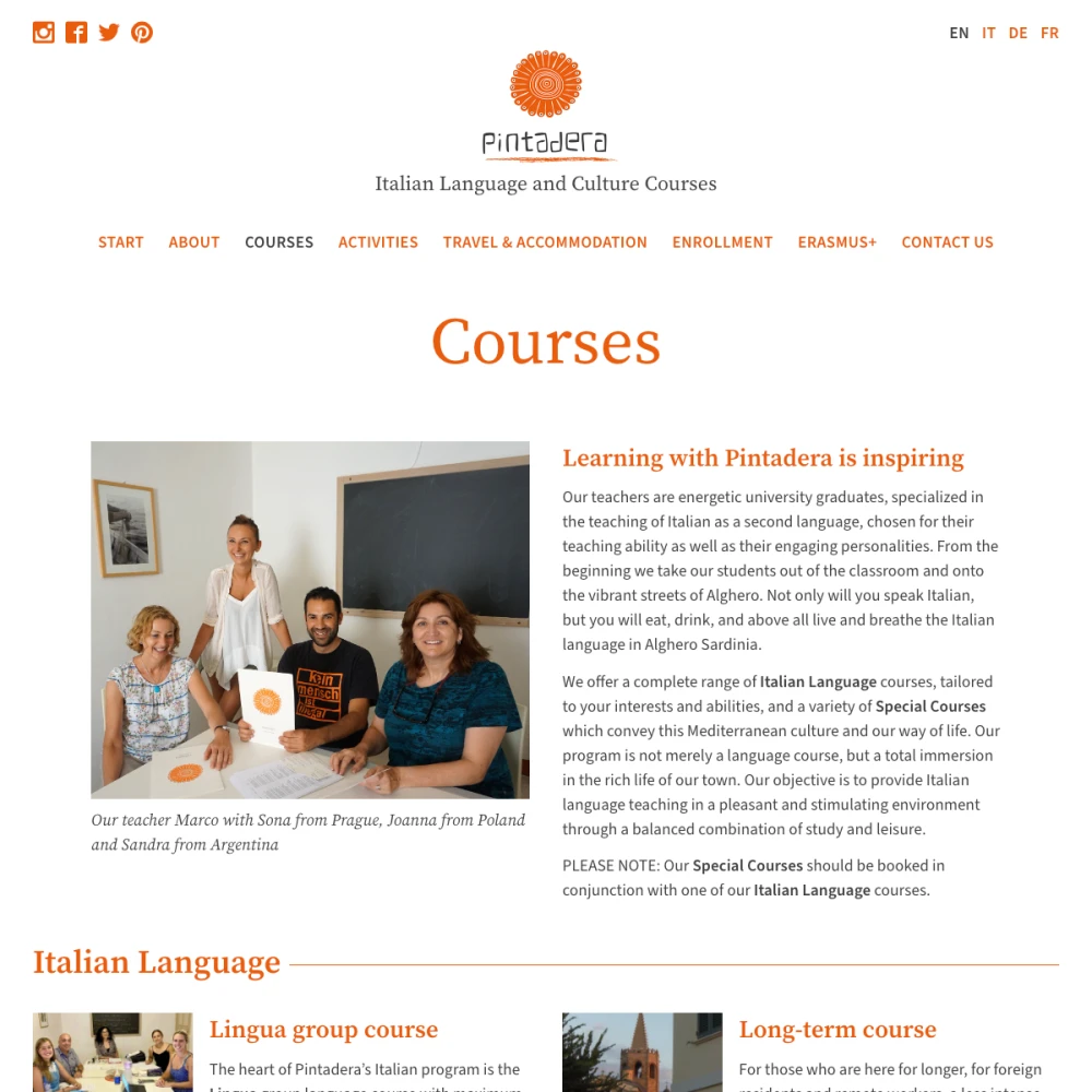 Screenshot der Website für Pintadera auf dem Tablet