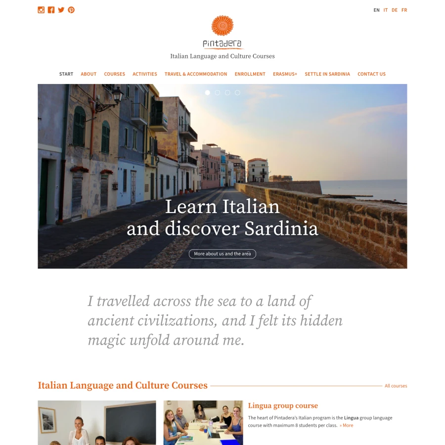 Screenshot der Website für Pintadera