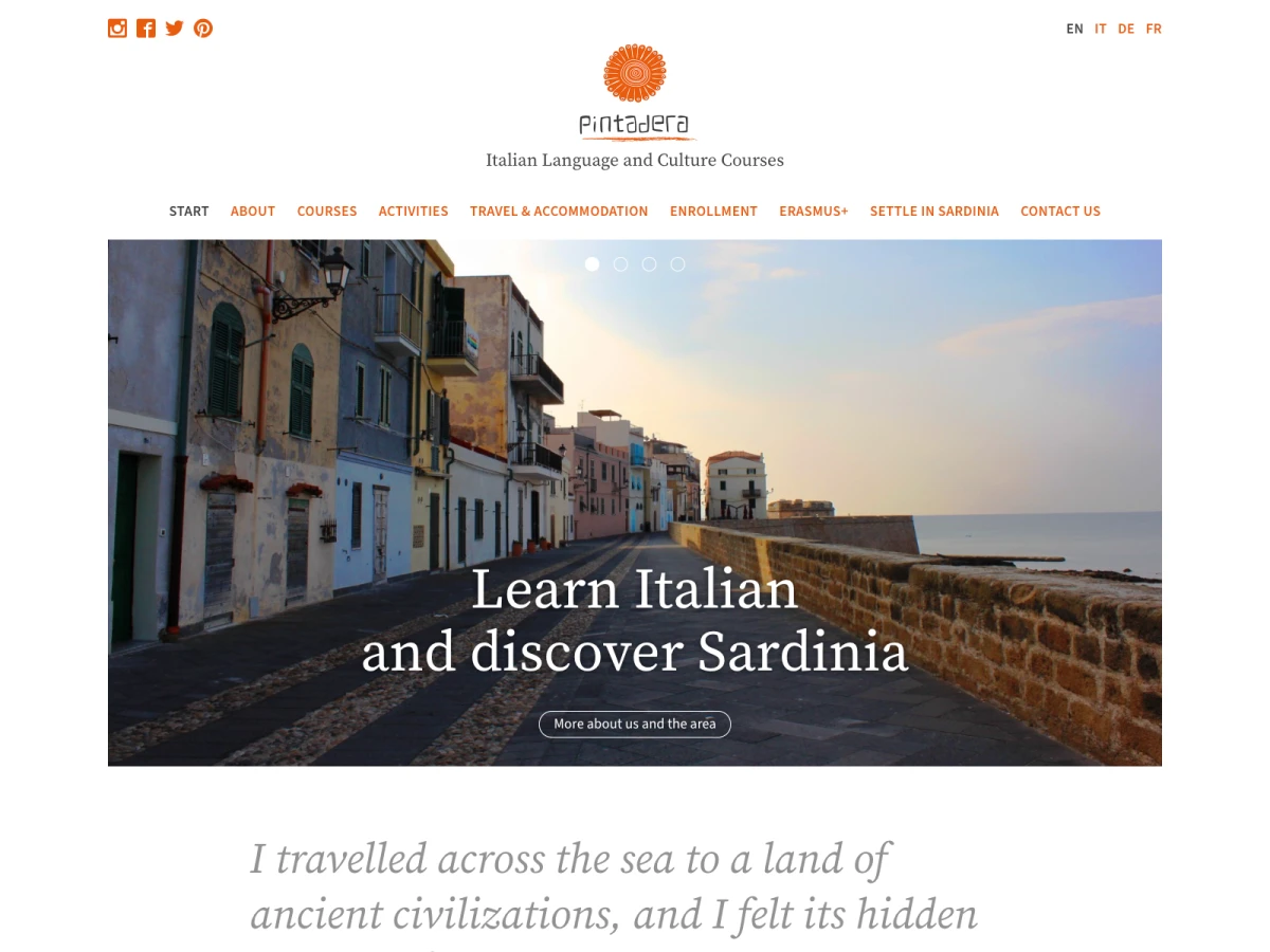 Screenshot der Website für Pintadera