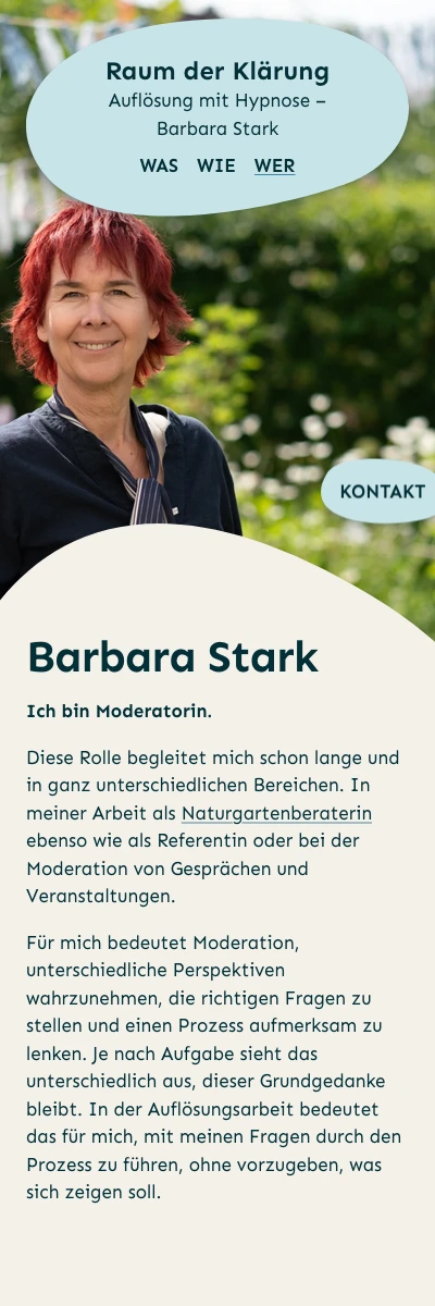 Screenshot der Website für Raum der Klärung auf dem Smartphone